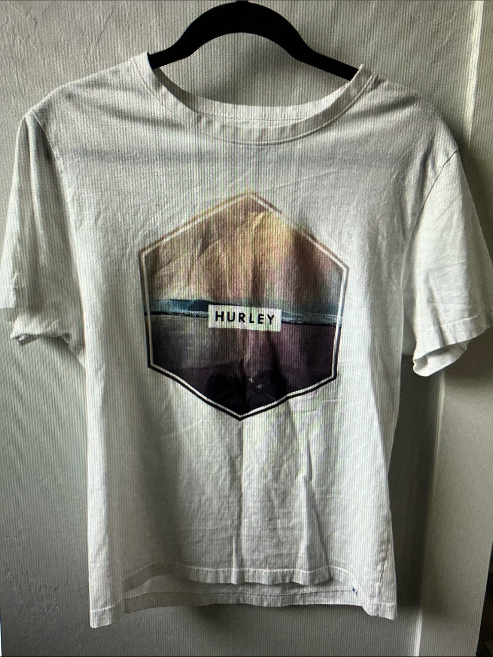 Hurley White Tee with Multicolor Hex Graphic